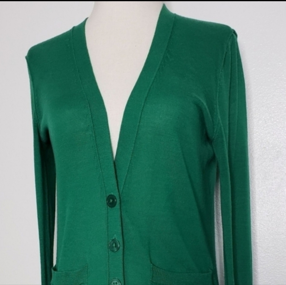Only Mine Kelly Green Merino Wool Preppy Lightweight Sweater Bohemian Summer - Picture 13 of 15
